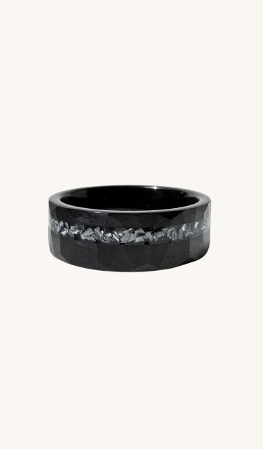 The Eclipse, black tungsten with meteorite shavings