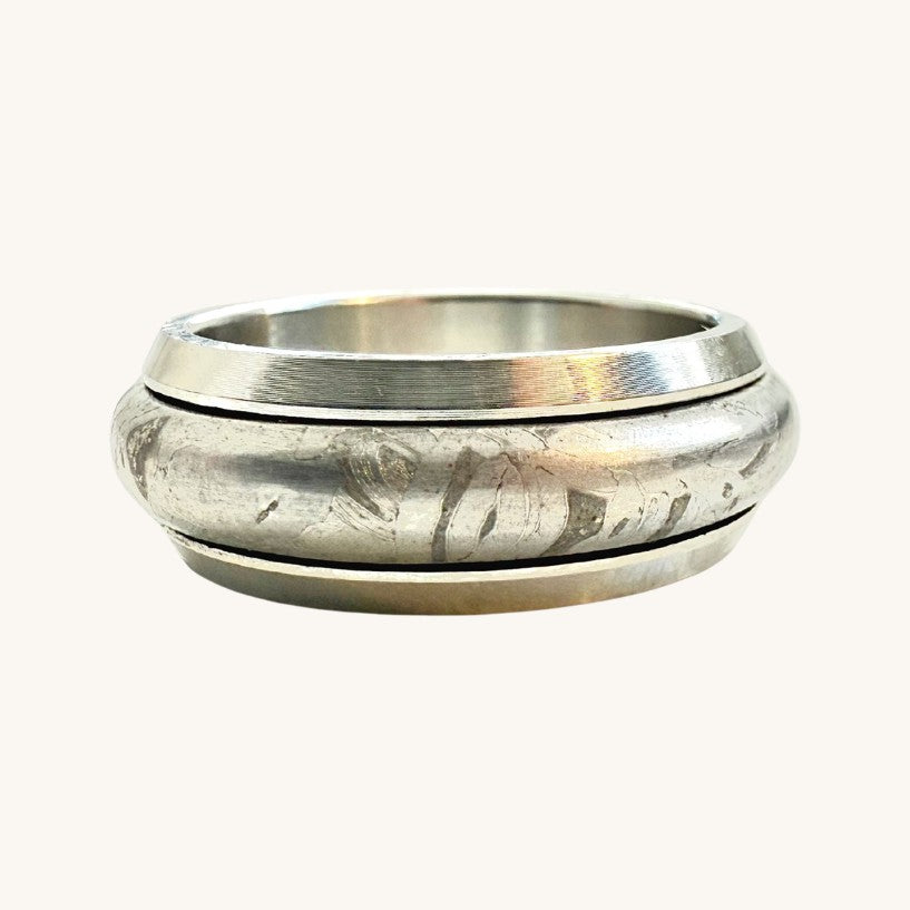 The Pinnacle, raised meteorite inlay ring
